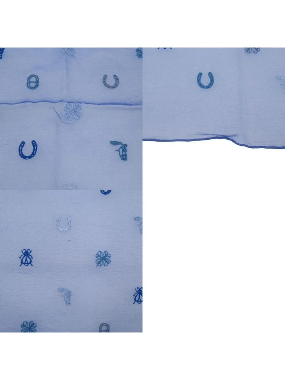 Hermes Carre 100 Multi Charm Silk Muslin Blue Scarf